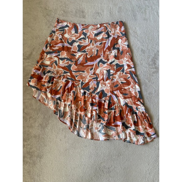 Nine West Floral Ruffle Hem Skirt Asymmetrical‎ Hemline XL - Picture 1 of 5
